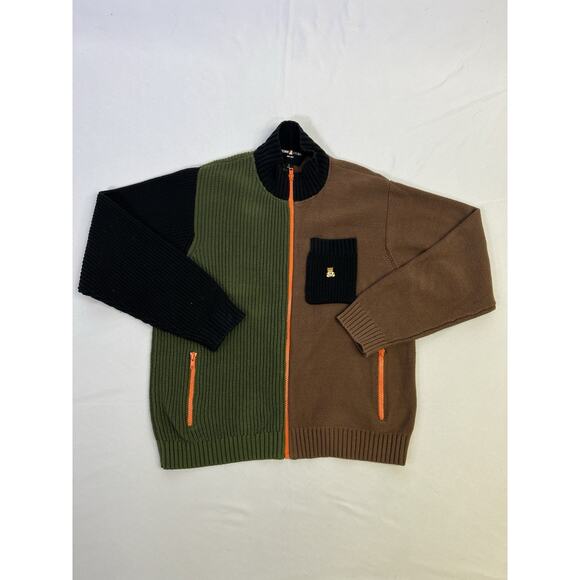 Teddy Fresh Cardigan Mens Large Sweater Retro Colorblock Preppy Classic Grandpa - Picture 14 of 16